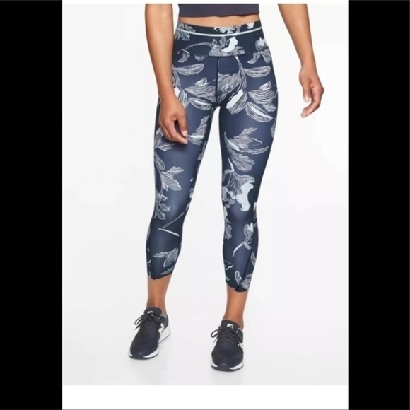 Athleta Floral Sonic Navy Leggings eh - Picture 11 of 16